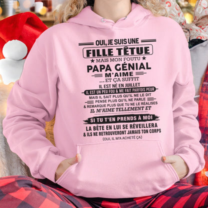 JUILLET - Oui, je suis une fille têtue – T-shirt | Cadeau d’anniversaire de papa pour sa fille - NINA07 / fr07 (SKU12-214-07)