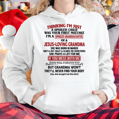 Christian Girl Shirt – Spoiled by Grandma March Edition – From Grandma to Granddaughter NINA03 (SKU07-181-03)