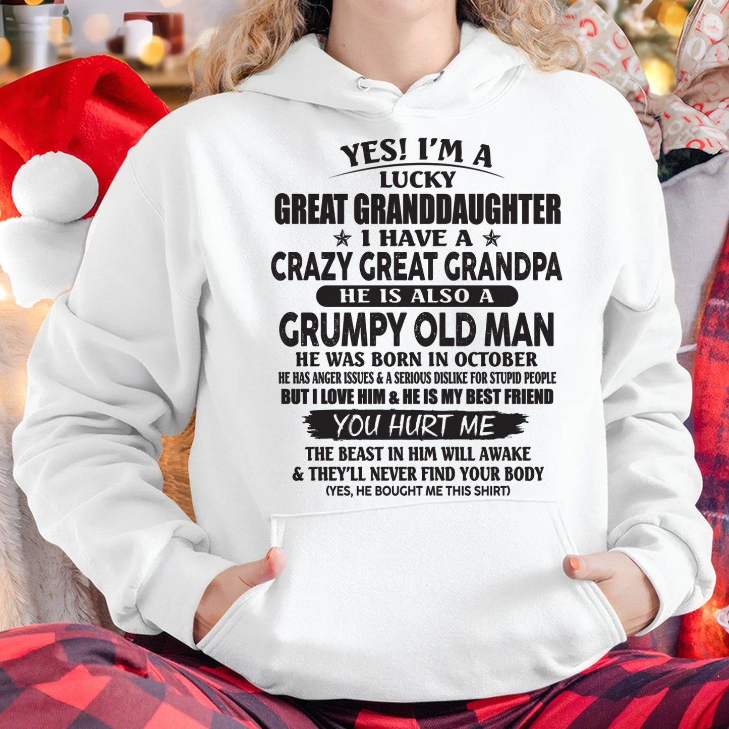 OCTOBER - LUCKY GREAT GRANDDAUGHTER OF CRAZY GREAT GRANDPA - PERFECT GIFT FROM GREAT GRANDPA - NINA10 (SKU12-287-10)