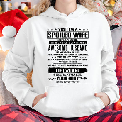 JULY - YES !! I'M A SPOILED WIFE - T SHIRT GIFT FROM HUSBAND - NINA07 (SKU2607-270-07)