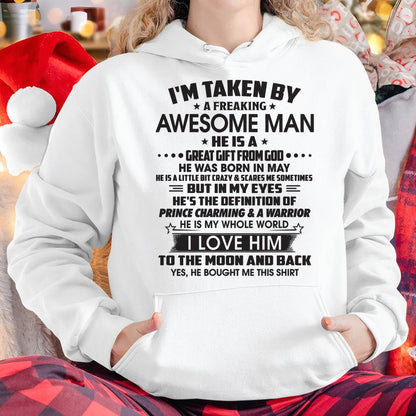 MAY – I'M TAKEN BY A FREAKING AWESOME MAN HE IS A GREAT GIFT FROM GOD – FROM HUSBAND – NINA05 (SKU26T-01234-05)