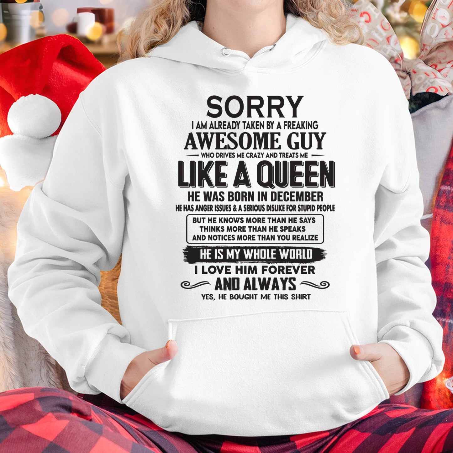 December - Sorry I am already taken by a freaking awesome guy - Gift for Wife From Husband - NINA12 (SKU08-25-12)