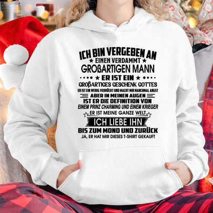 ICH BIN VERGEBEN AN EINEN VERDAMMT GROßARTIGEN MANN - Das perfekte Geschenk für deine Freundin - GER/NINA00 (SKU2605-392-00)