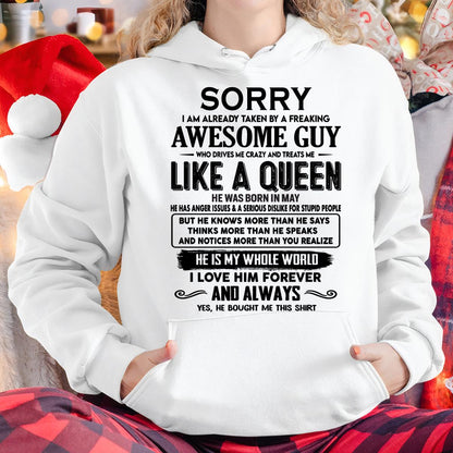 May - Sorry I am already taken by a freaking awesome guy - Gift for Wife From Husband - NINA05 (SKU-SRG-05)