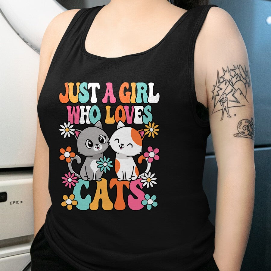 Cat Love Shirt, Funny Cat Lover Gift UnisexT-Shirt/Hoodie/Sweatshirt HLT00 - Just A Girl Who Loves Cats Cute Cat Lover Kitten Girls Kids T-Shirt