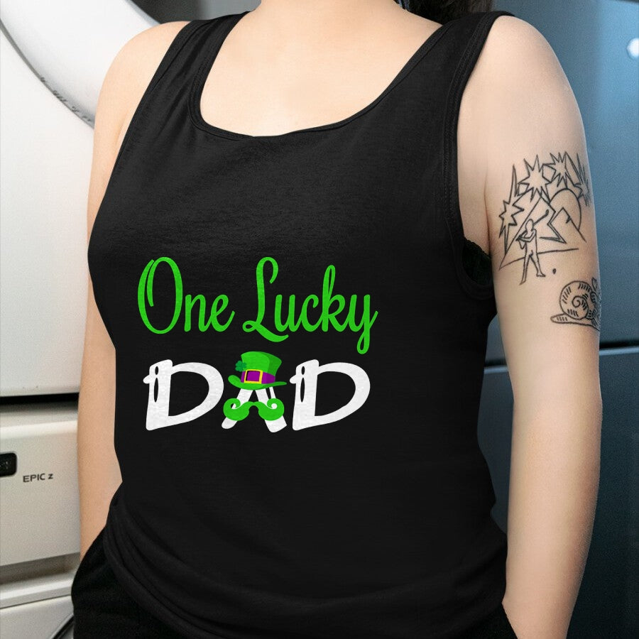 Gift for Dad Shirt, Funny Dad Unisex T-Shirt/Hoodie/Sweatshirt HLT00 – One Lucky Dad St. Patrick`s Day T-Shirt