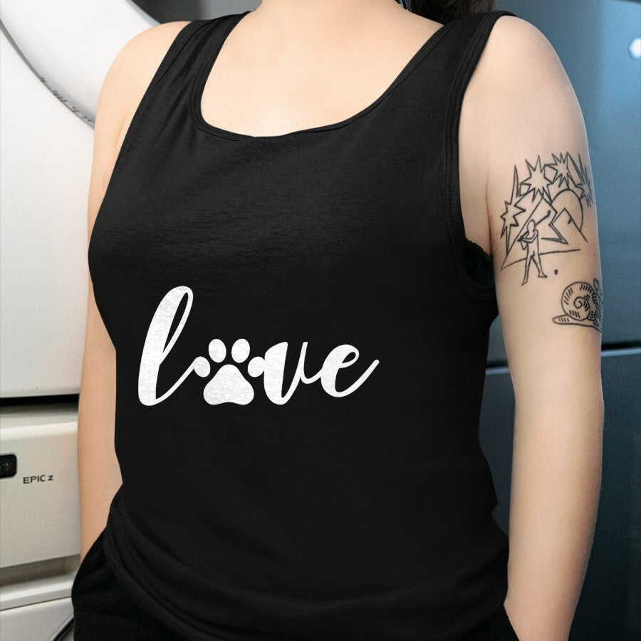Dog Love Shirt, Dog Lover Gift T-Shirt/Hoodie/Sweatshirt HLT00 - Paw Print Love Heart Funny Cool Dog Cat Mom Pet Animal Lover T-Shirt