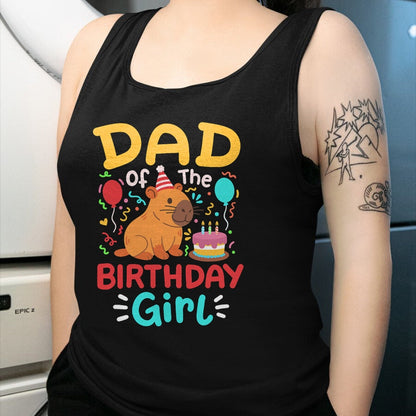 Cute Capybara Shirt, Funny Capybara Unisex T-Shirt/Hoodie/Sweatshirt HLT00 - Dad of The Birthday Girl Kids Cute Capybara Bday Family T-Shirt
