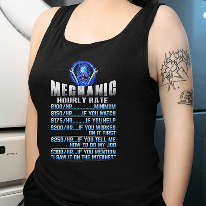 Best Mechanic Life Shirt, Funny Mechanic UnisexT-Shirt/Hoodie/Sweatshirt HLT00 - Mechanic Hourly Rate Skull (on Back) T-Shirt