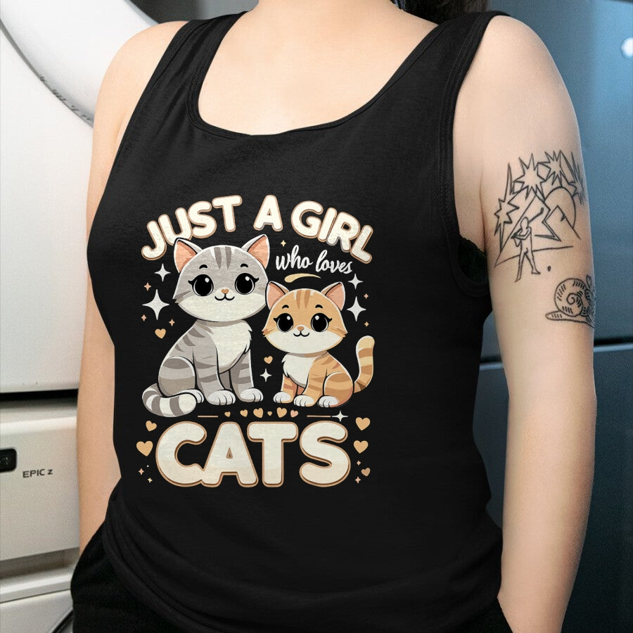 Cat Love Shirt, Funny Cat Lover Gift UnisexT-Shirt/Hoodie/Sweatshirt HLT00 - Cute Cat Just A Girl Who Loves Cats T-Shirt
