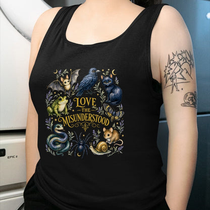Cat Love Shirt, Funny Cat Lover Gift UnisexT-Shirt/Hoodie/Sweatshirt HLT00 - Love The Misunderstood Bat Raven Cat Snake Spider Moth Frog T-Shirt