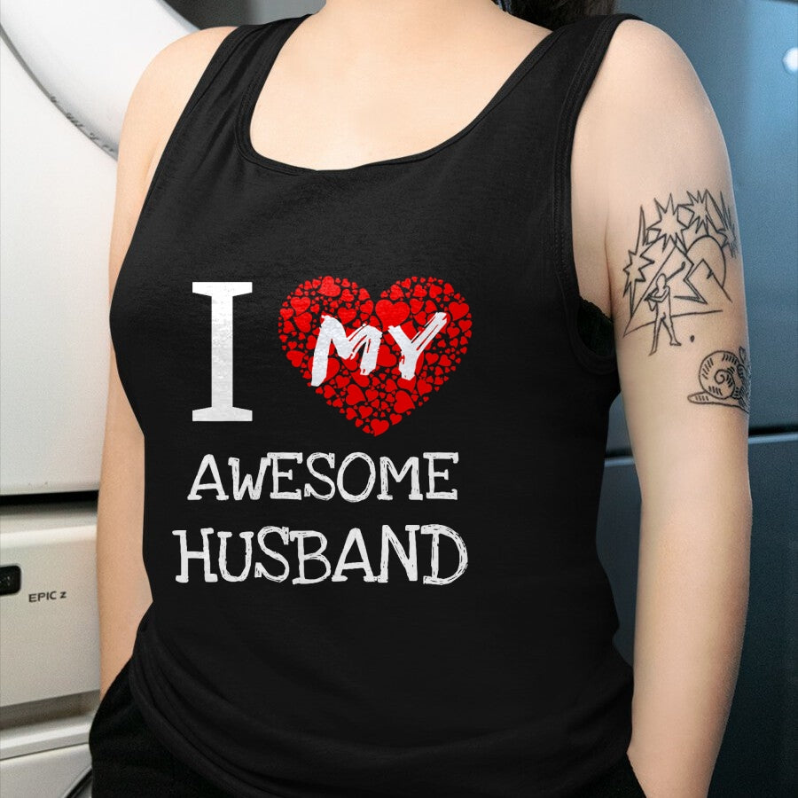 Best Wife Shirt, Wife and Husband Unisex T-Shirt/Hoodie/Sweatshirt HLT00 - I Love My Awesome Husband T-Shirt for Women Gift T-Shirt (1)