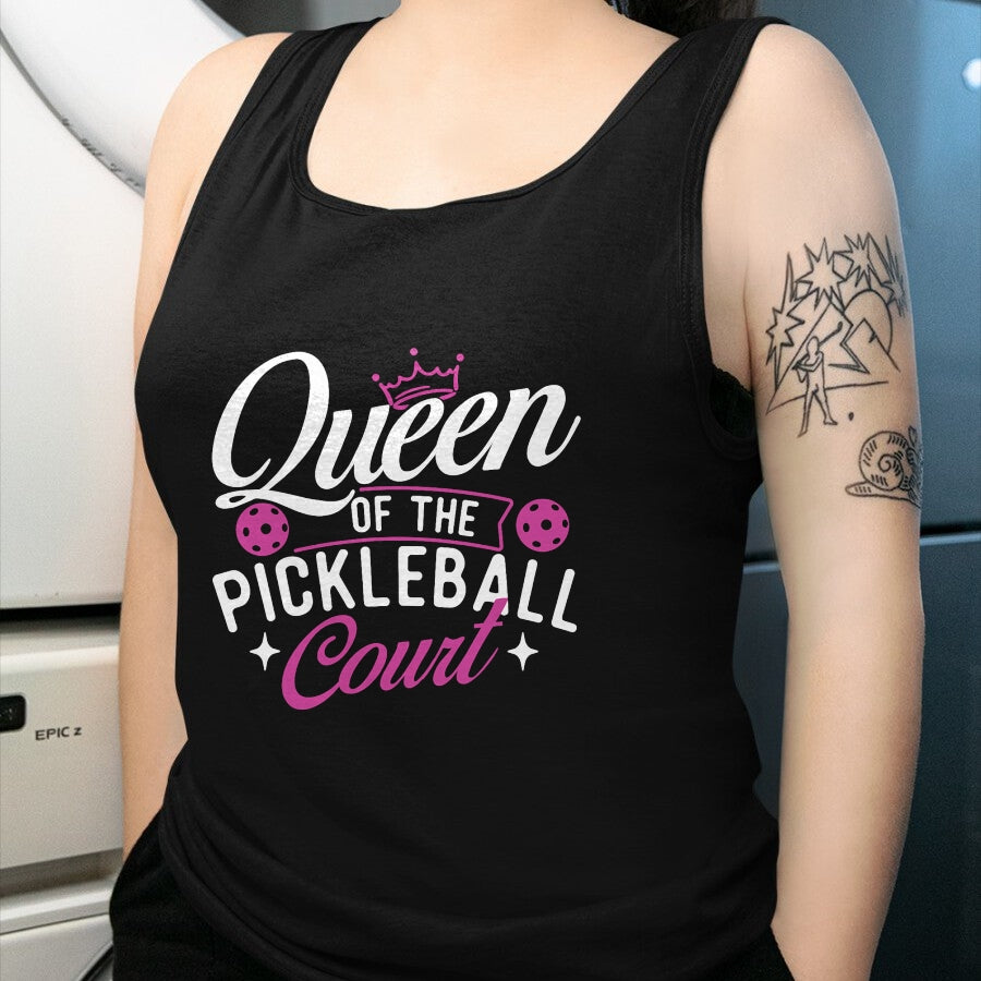 Funny Pickleball Shirt, Pickleball Lover Unisex T-Shirt/Hoodie/Sweatshirt HLT00 - Queen Of The Pickleball Court - Pickleballers Sports Lover T-Shirt