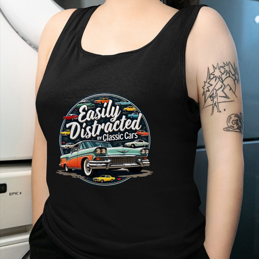 Best Mechanic Life Shirt, Funny Mechanic UnisexT-Shirt/Hoodie/Sweatshirt HLT00 - Easily Distracted By Classic Cars Shirt Vintage Old Car Guy T-Shirt