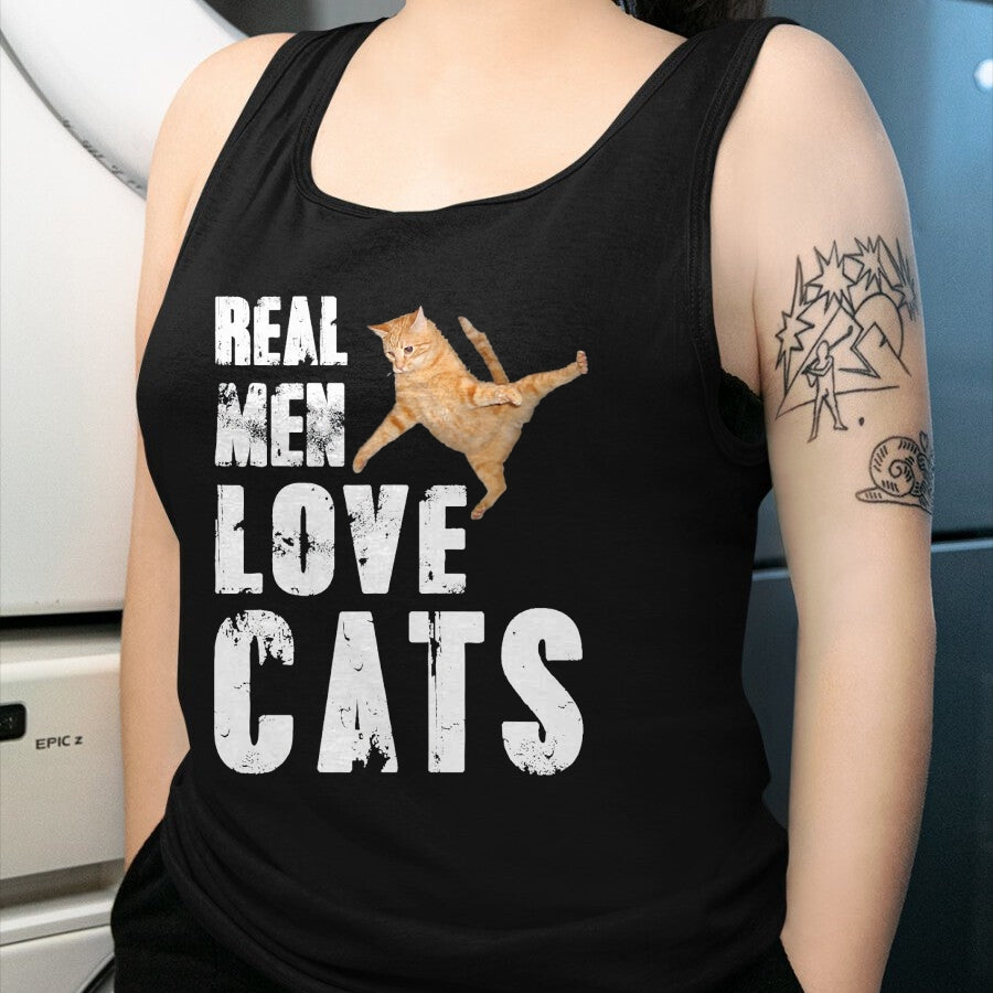 Cat Love Shirt, Funny Cat Lover Gift UnisexT-Shirt/Hoodie/Sweatshirt HLT00 - Real Men Love Cats T Shirt Funny Cat Love Cute T-Shirt, Men, Black, 3X-Large