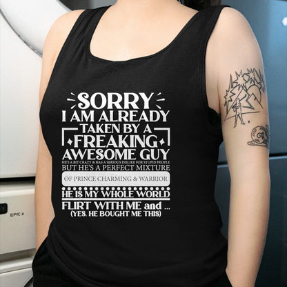 Best Wife Shirt, Wife and Husband Unisex T-Shirt/Hoodie/Sweatshirt HLT00 - Sorry I Am Already Taken By A Guy Husband T-Shirt (1)