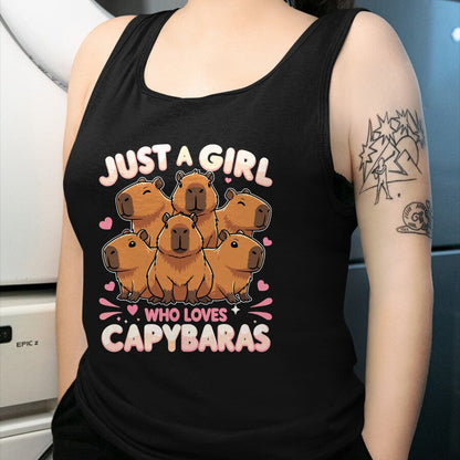Cute Capybara Shirt, Funny Capybara Unisex T-Shirt/Hoodie/Sweatshirt HLT00 - Just a Girl who Loves Capybaras T-Shirt (1)