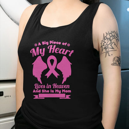 Gift for Mom Shirt, Funny Mom Unisex T-Shirt/Hoodie/Sweatshirt HLT00 - Mom In Heaven Wings Awesome Breast Cancer Awareness Gift T-Shirt