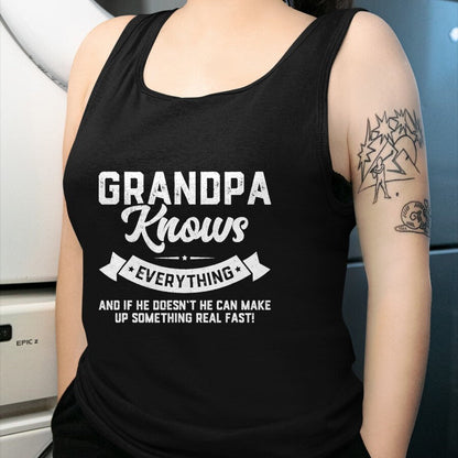Best Grandpa Shirt, Proud Grandpa Unisex T-Shirt/Hoodie/Sweatshirt HLT00 - Grandpa Knows Everything 60th Gift Funny Father's Day T-Shirt