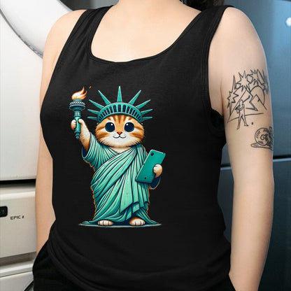 Cat Love Shirt, Funny Cat Lover Gift UnisexT-Shirt/Hoodie/Sweatshirt HLT00 - Cute Kawaii Cat Statue of Liberty I Love New York NYC T-Shirt (1)