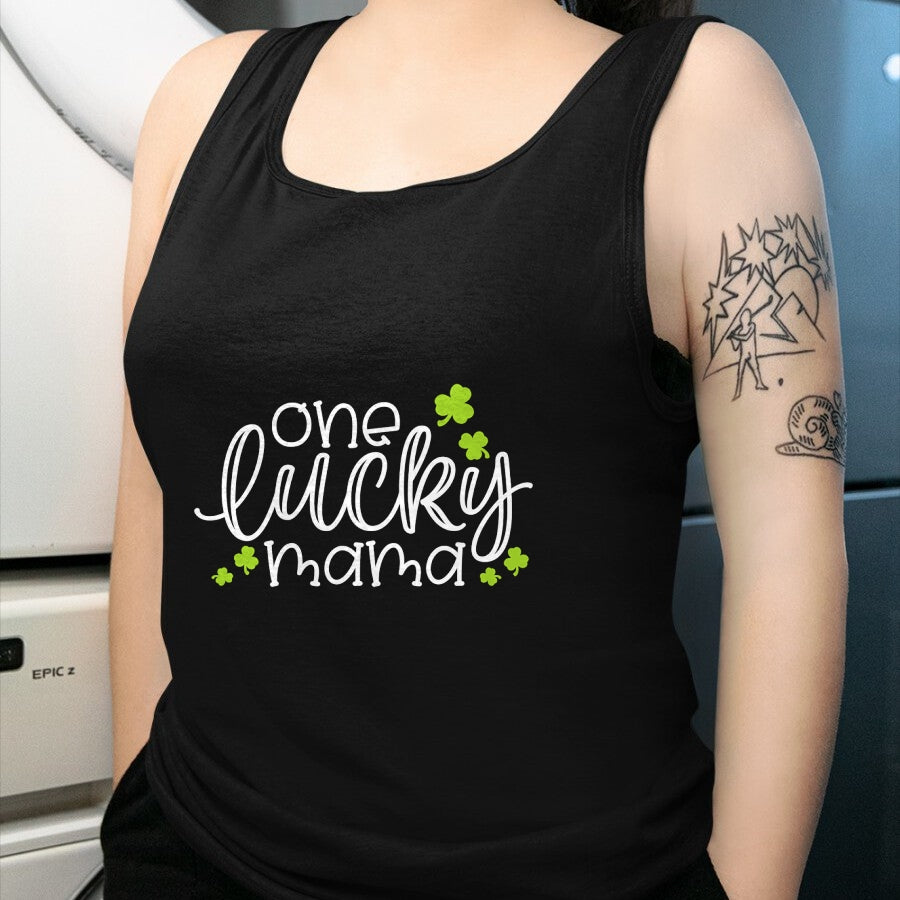 Gift for Mom Shirt, Funny Mom Unisex T-Shirt/Hoodie/Sweatshirt HLT00 - One Lucky Mama Mother Mom St. Patrick's Day Long Sleeve T-Shirt
