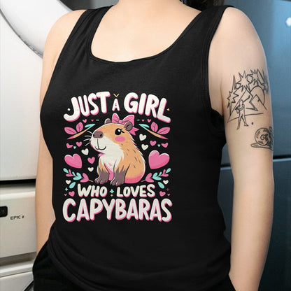 Cute Capybara Shirt, Funny Capybara Unisex T-Shirt/Hoodie/Sweatshirt HLT00 - Just a Girl who Loves Capybaras T-Shirt (5)