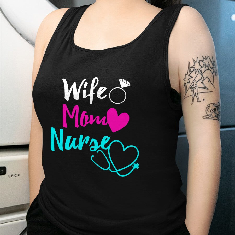 Funny Nurse Shirt, Nurse Unisex T-Shirt/Hoodie/Sweatshirt HLT00 - Wife Mom Nurse Gift Mothers Day Gift For RN LPN ICU Nurses T-Shirt