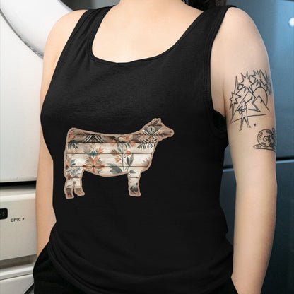 Best Farmer Life Shirt, Funny Farmer UnisexT-Shirt/Hoodie/Sweatshirt HLT00 - Show Stock Beef Cow with Rustic Floral Cottage Pattern T-Shirt