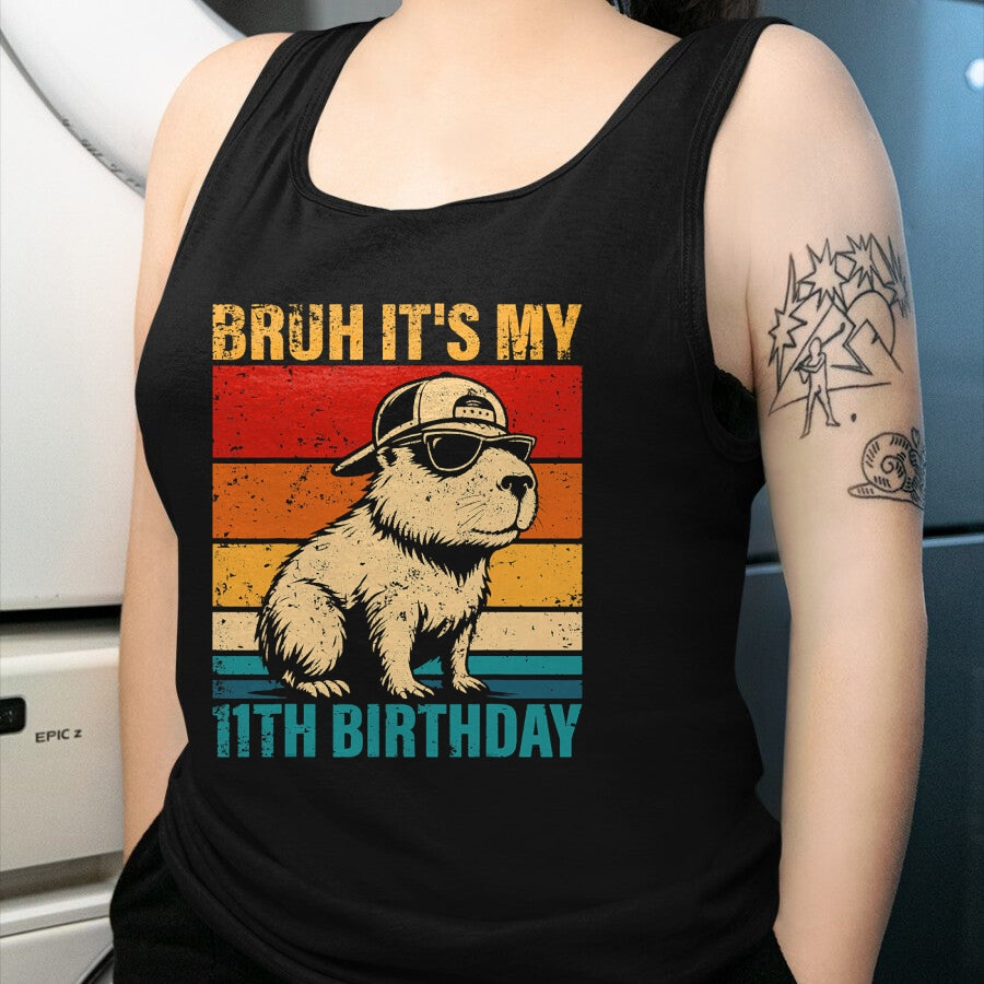 Cute Capybara Shirt, Funny Capybara UnisexT-Shirt/Hoodie/Sweatshirt HLT00 - 11 Year Old Birthday Boy Capybara Bruh It_s My 11th Birthday T-Shirt
