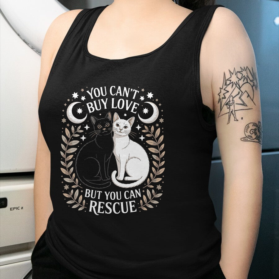 Cat Love Shirt, Funny Cat Lover Gift UnisexT-Shirt/Hoodie/Sweatshirt HLT00 - Women_s You Can_t Buy Love But You Can Rescue It Cat Lovers V-Neck T-Shirt