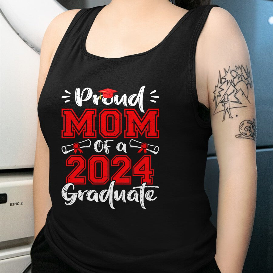 Gift for Mom Shirt, Funny Mom Unisex T-Shirt/Hoodie/Sweatshirt HLT00 - Mom Senior 2024 Proud Mom Of A Class Of 2024 Graduate T-Shirt