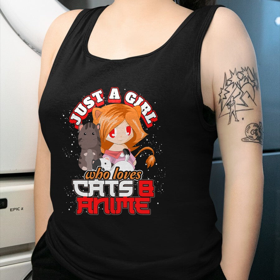 Cat Love Shirt, Funny Cat Lover Gift UnisexT-Shirt/Hoodie/Sweatshirt HLT00 - Pet Owner Gift Cute Cat Just A Girl Who Loves Cats And Anime T-Shirt