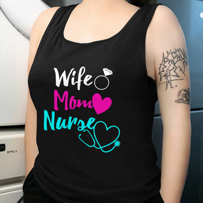 Funny Nurse Shirt, Nurse Unisex T-Shirt/Hoodie/Sweatshirt HLT00 - Wife Mom Nurse Womens RN LPN Mothers Day Gift For Nurses T-Shirt
