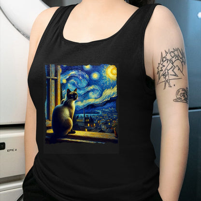 Cat Love Shirt, Funny Cat Lover Gift UnisexT-Shirt/Hoodie/Sweatshirt HLT00 - Cat Siamese Cat Starry Night Siamese T-Shirt (1)