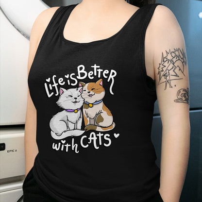 Cat Love Shirt, Funny Cat Lover Gift UnisexT-Shirt/Hoodie/Sweatshirt HLT00 - Valentine_s Cat Lover Life is Better with Cats Mother_s Day T-Shirt Small