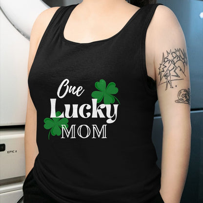 Gift for Mom Shirt, Funny Mom Unisex T-Shirt/Hoodie/Sweatshirt HLT00 - One Lucky Mom St Patricks Day Green Clover Shamrock Mama T-Shirt