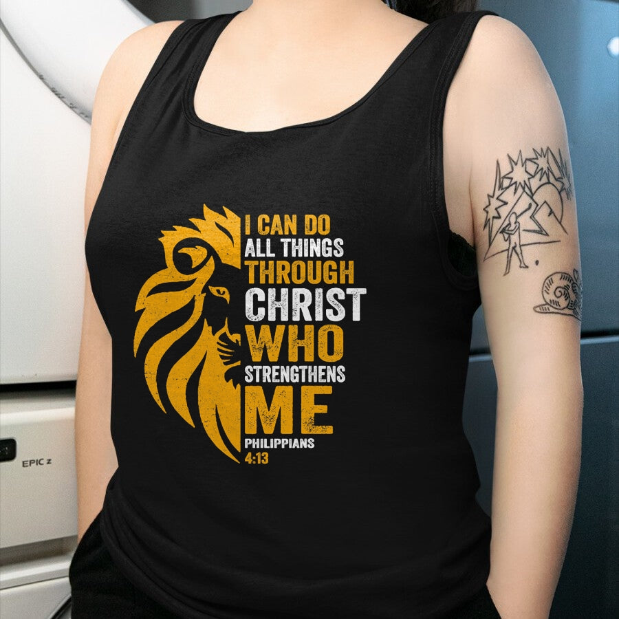 Christian Tee, Christian Faith Unisex T-Shirt/Hoodie/Sweatshirt HLT00 - I Can Do All Thing Through Christ Lion Philippians Faith T-Shirt