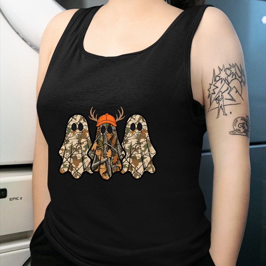 Funny Hunting Shirt, Gift For Hunting Lover Unisex T-Shirt/Hoodie/Sweatshirt HLT00 - Camo Boo Ghost Deer Hunting Season Halloween Men Women Boys T-Shirt