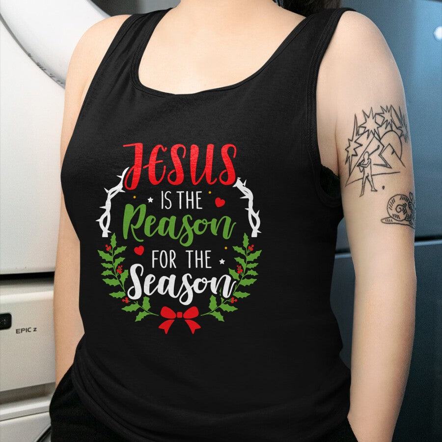 Christian Tee, Christian Faith Unisex T-Shirt/Hoodie/Sweatshirt HLT00 - Jesus is the reason for the season christian christmas Long Sleeve T-Shirt