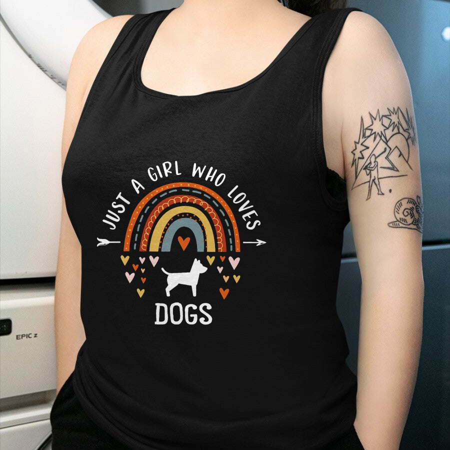 Dog Love Shirt, Dog Lover Gift T-Shirt/Hoodie/Sweatshirt HLT00 - Just A Girl Who Loves Dogs Rainbow Gifts For Dog Lover Women T-Shirt (1)