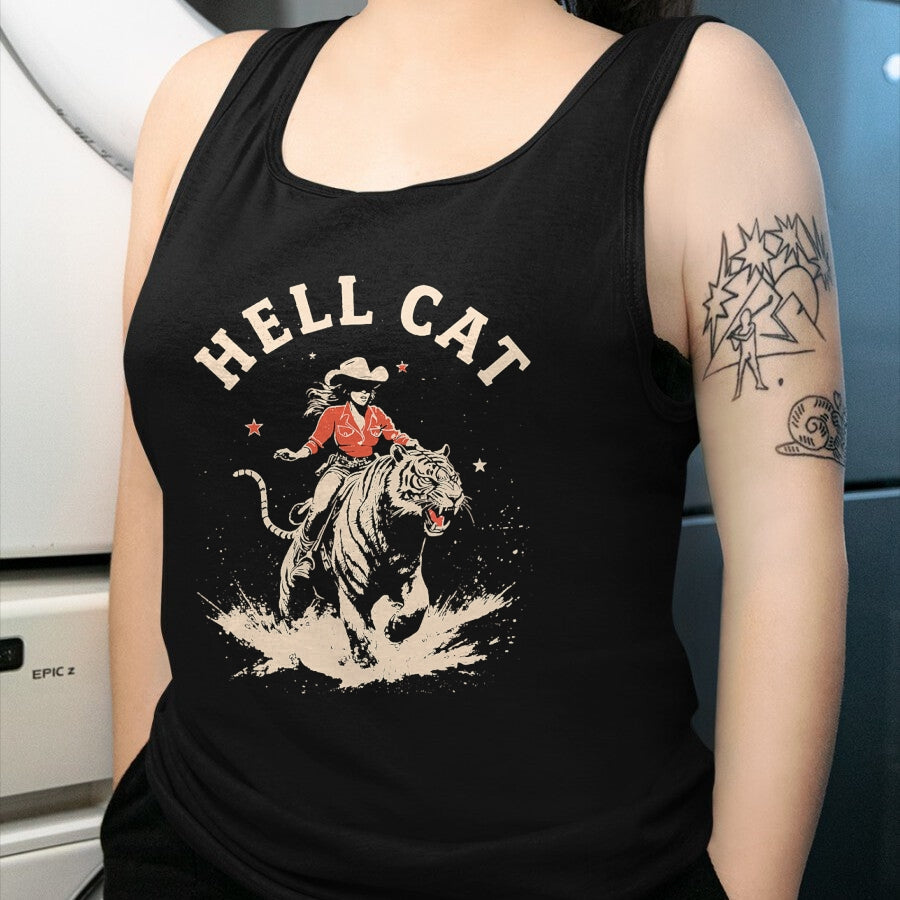Cat Love Shirt, Funny Cat Lover Gift UnisexT-Shirt/Hoodie/Sweatshirt HLT00 - hell cat cowgirl riding tiger vintage funny T-Shirt