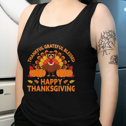 Best Thanksgiving Family Shirt , Funny Thanksgiving UnisexT-Shirt/Hoodie/Sweatshirt HLT00 - Thankful Grateful Blessed Turkey, Happy Thanksgiving T-Shirt, Men, Black, 3X-Large