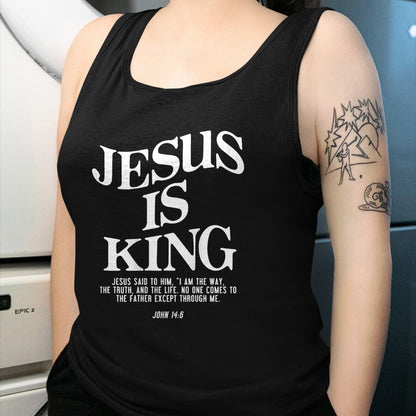 Christian Tee, Christian Faith Unisex T-Shirt/Hoodie/Sweatshirt HLT00 - Jesus Is King Jesus John 146 Costume Christian (On Back) T-Shirt