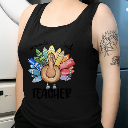 Best Thanksgiving Family Shirt , Funny Thanksgiving UnisexT-Shirt/Hoodie/Sweatshirt HLT00 - One Thankful Teacher Thanksgiving Turkey, Cute Crayon Pencil T-Shirt