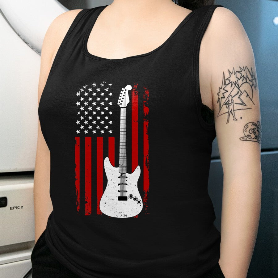 Guitar Lover Shirt, Funny Guitar UnisexT-Shirt/Hoodie/Sweatshirt HLT00 - Guitar American US Flag Music Player Electric Guitarist Gift T-Shirt