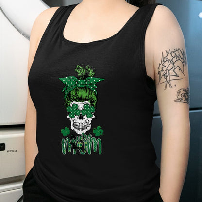 Gift for Mom Shirt, Funny Mom Unisex T-Shirt/Hoodie/Sweatshirt HLT00 - Lucky Mom St Patricks Day Irish Sugar Skull Head Gift Womens T-Shirt