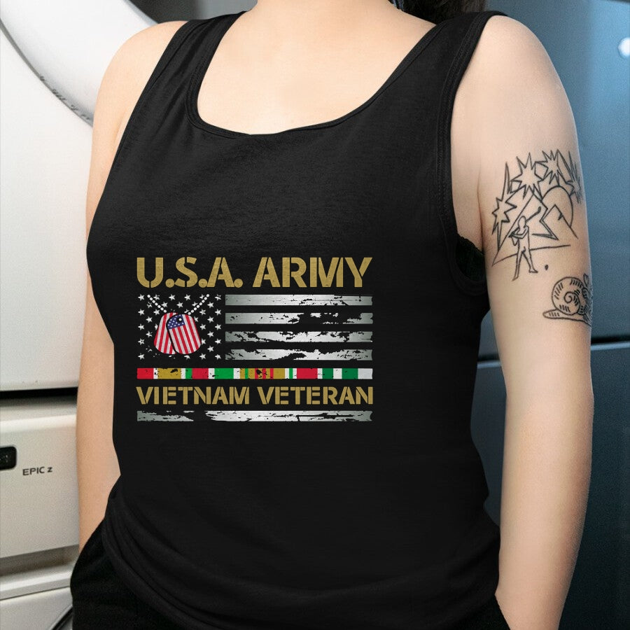 Proud Veteran Shirt, Funny Veteran UnisexT-Shirt/Hoodie/Sweatshirt HLT00 - USA Army Vietnam Veteran USA Flag Veteran Vietnam Army Long Sleeve T-Shirt