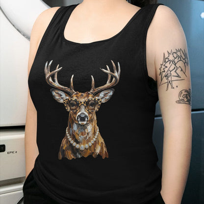 Best Thanksgiving Family Shirt , Funny Thanksgiving UnisexT-Shirt/Hoodie/Sweatshirt HLT00 - Glam Whitetail Deer Wearing Sunglasses Necklace Hunting T-Shirt