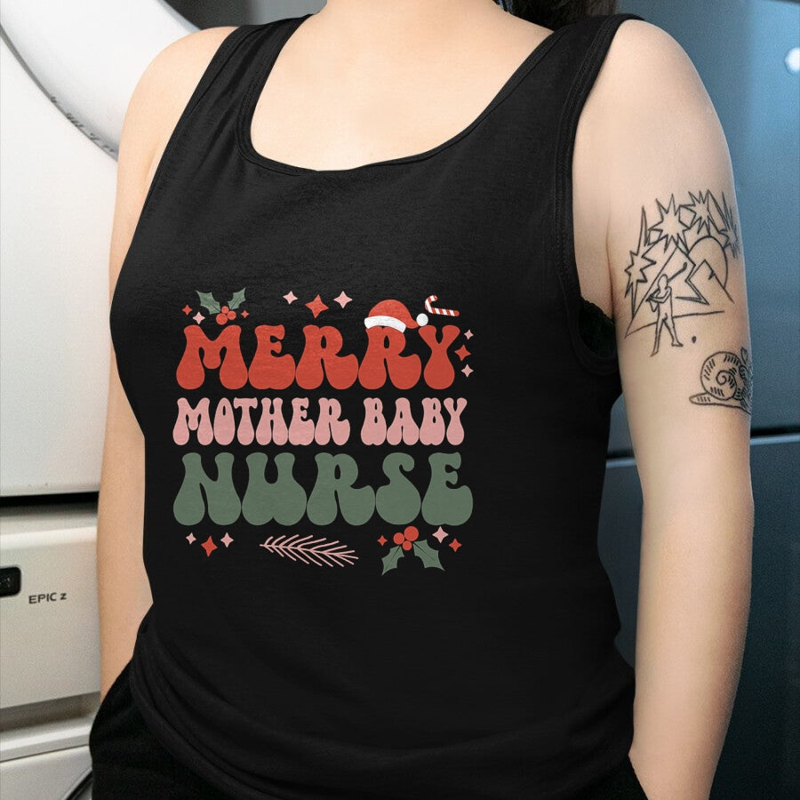 Funny Nurse Shirt, Nurse Unisex T-Shirt/Hoodie/Sweatshirt HLT00 - Merry Mother Baby Nurse Christmas Postpartum Nurse Xmas T-Shirt
