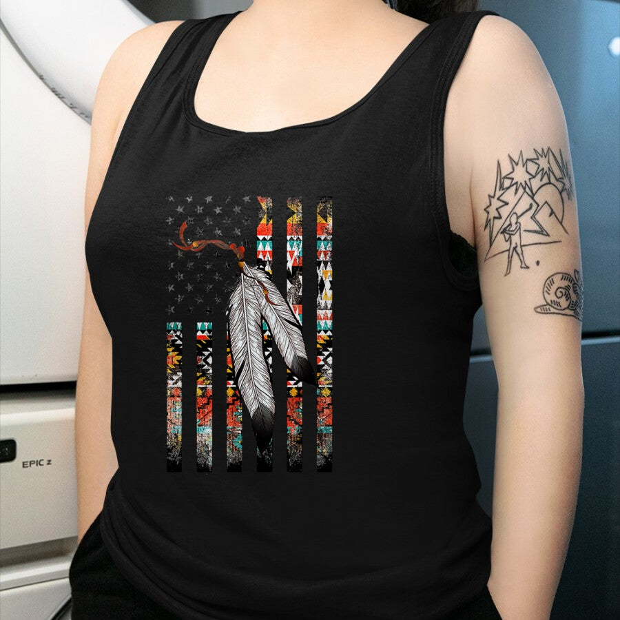 Native American T-Shirts, Vintage Native American Unisex T-Shirt/Hoodie/Sweatshirt HLT00 - Native American Justice Day Shirt, Tribe Feather Flag